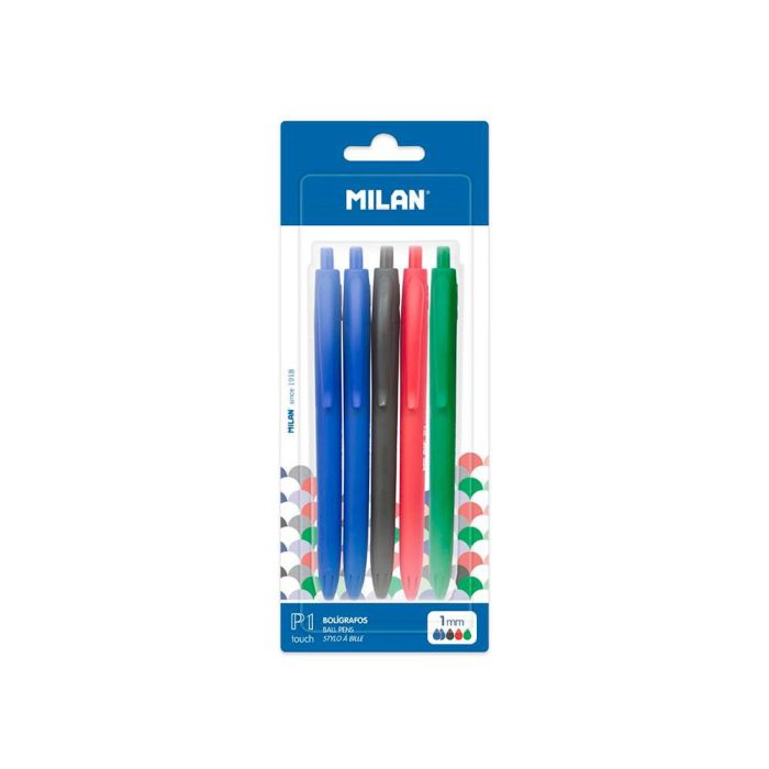 Boligrafo Milan P1 Retractil 1 mm Touch Blister De 5 Unidades Colores Surtidos 1