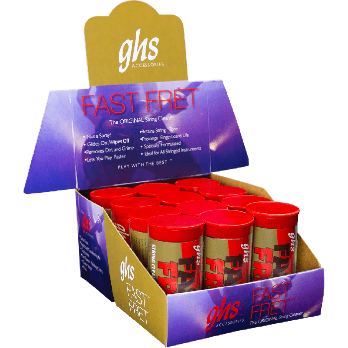 GHS Limpiador de Cuerdas Fast Fret - Pack de 12 Unidades