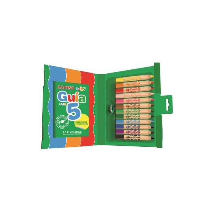Alpino Estuche 12 Lápices de Colores para Bebés AL000177 - Mina Blanda, Sacapuntas y Guía Pedagógica Incluidos 3 Alpino Estuche 12 Lápices de Colores para Bebés AL000177 - Mina Blanda, Sacapuntas y Guía Pedagógica Incluidos 3