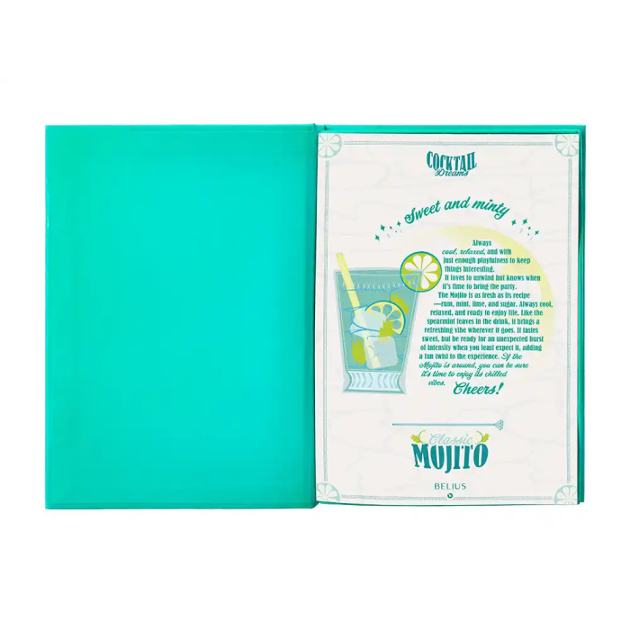 Belius Cocktails Mojito Bolígrafo y Cartera de Aluminio Verde Plateado con Relieve, Tinta Azul, Caja Diseño 4