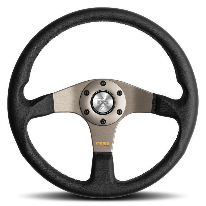 Momo MOMVTUNERANT35R Volante Tuner 350mm Piel Negra Brazos Plata Universal Competición Sin Airbag Fabricado en Italia Momo MOMVTUNERANT35R Volante Tuner 350mm Piel Negra Brazos Plata Universal Competición Sin Airbag Fabricado en Italia
