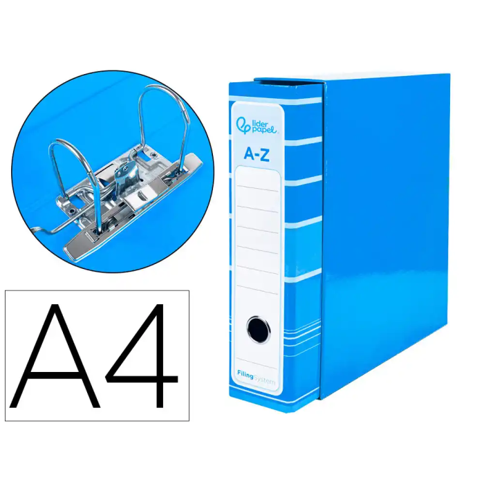 Liderpapel Archivador de Palanca A4 Filing System Forrado Celeste Lomo 80mm con Caja y Compresor Metálico 0 Liderpapel Archivador de Palanca A4 Filing System Forrado Celeste Lomo 80mm con Caja y Compresor Metálico 0