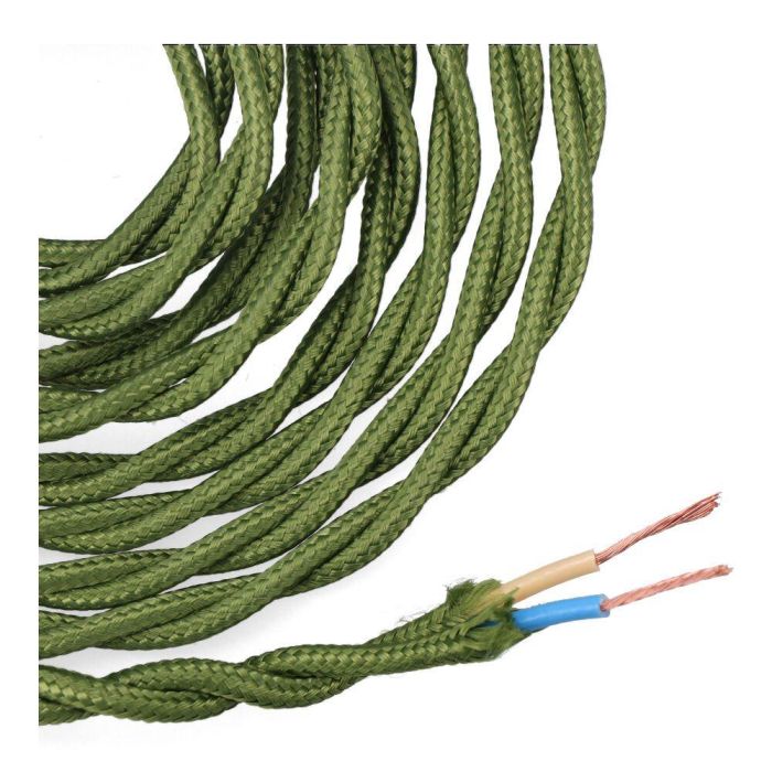 Edm Cable Textil Trenzado H03VV-F 2 x 0,75 mm² Verde, 5 m