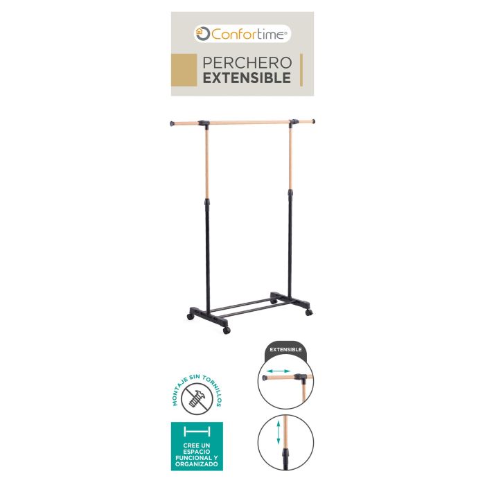 Confortime Perchero Extensible de Madera, Ajustable 88-145 x 43 x 90-160 cm para Ropa (6 Unidades) 4