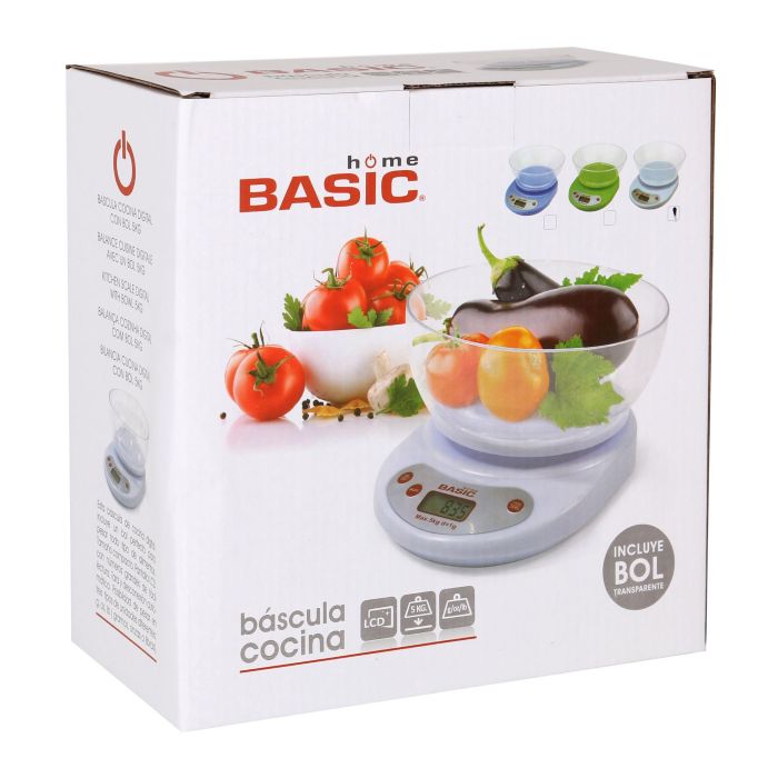Basic Home Báscula Cocina Digital 5 Kg con Bol Color Blanco (6 Unidades)