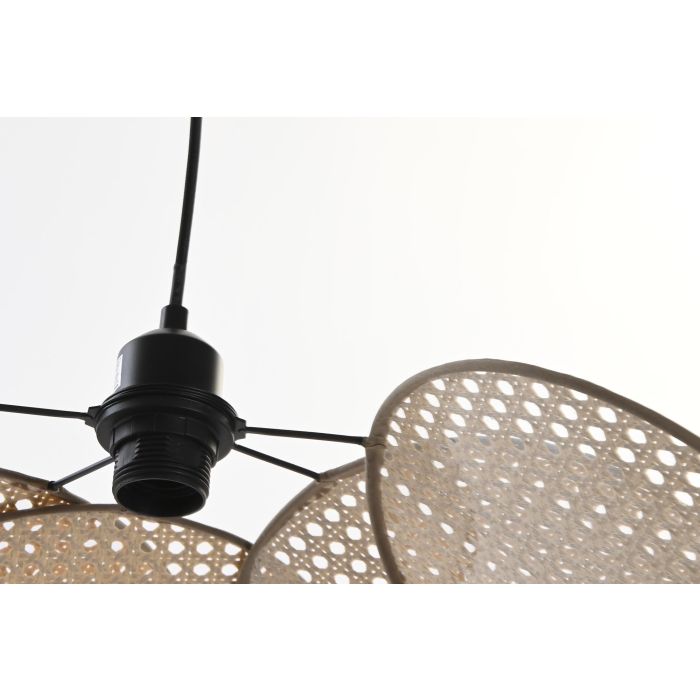 DKD Home Decor Lámpara Techo Balines Ratan Algodón Metal Marrón Negro 64x64x23 cm (2 Unidades) 4