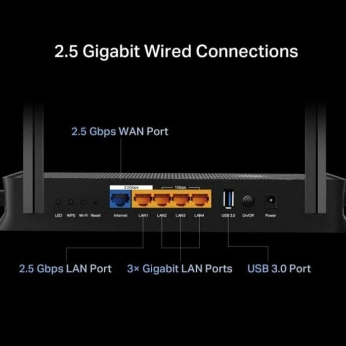 TP-Link Archer BE3600 Router Wi-Fi 7 Inalámbrico Doble Banda 2.4/5GHz 2.5 Gigabit Ethernet 2882 Mbps MU-MIMO USB Negro 1