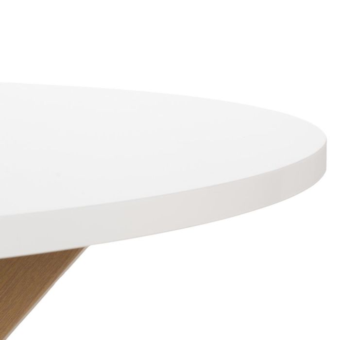Mesa Comedor Blanco-Natural Dm-Metal 120 X 120 X 76 cm