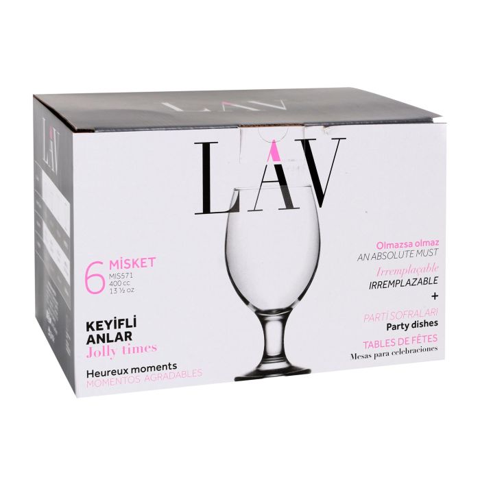 Lav Set 6 Copas Cerveza Misket 400 cc de capacidad (4 Cajas)