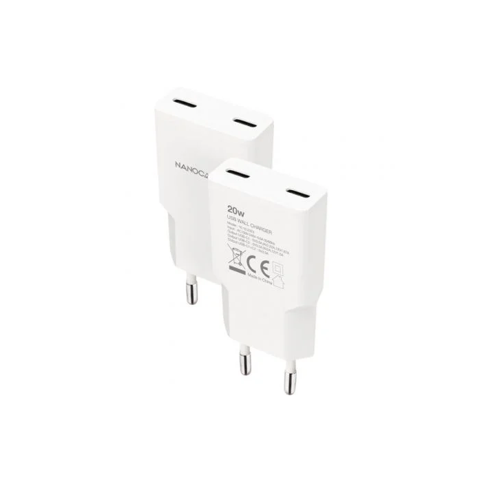 Nano Cable 10.10.2023 Cargador de Pared 2xUSB Tipo-C/PD 20W Blanco 1