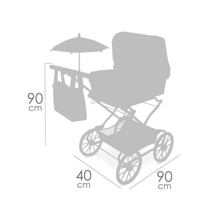 Decuevas Coche Reborn Plegable Verona con Sombrilla para Muñecas hasta 55 cm 40x90x90 cm Metal Plástico Poliéster 6