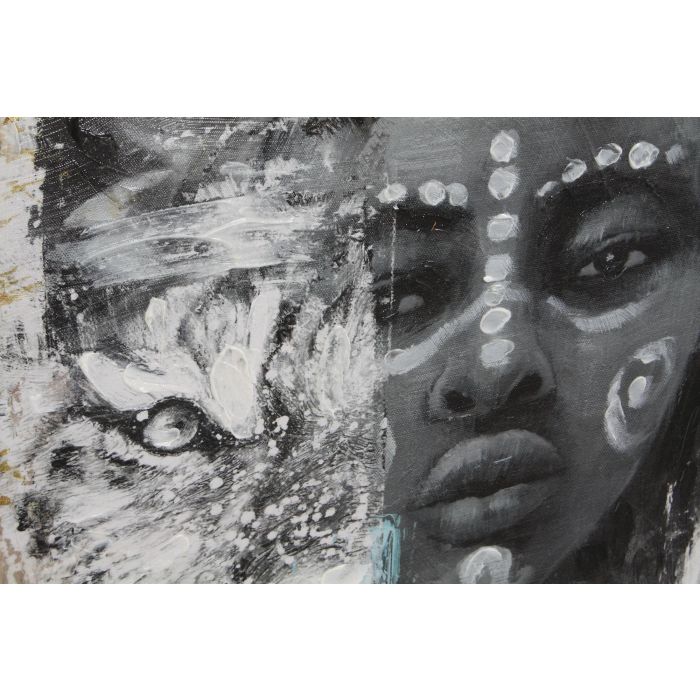 DKD Home Decor Cuadro Colonial Estilo Africana Negro Amarillo Lienzo PS 80 x 60 x 3.5 cm (2 Unidades) Hecho a Mano 2