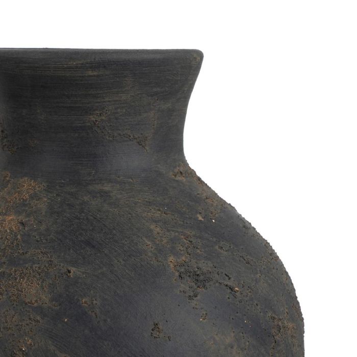 Jarrón Asa Gris Envejecido Barro 26 X 26 X 36 cm