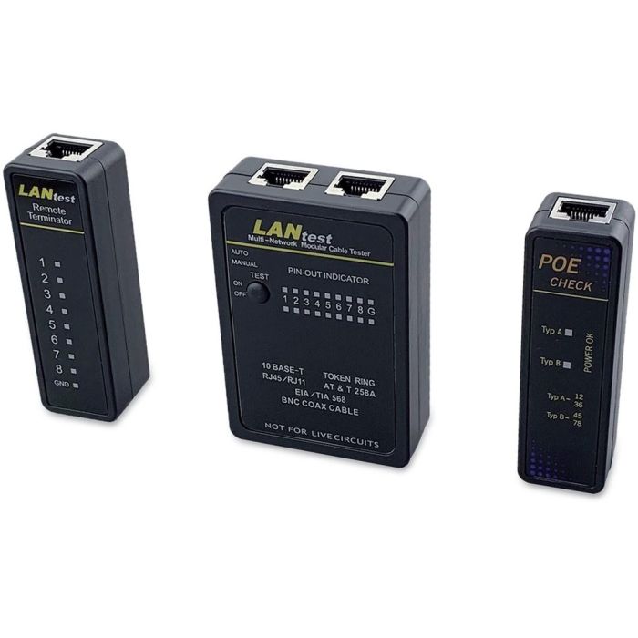 Equip Kabeltester Netzwerk f. RJ45/RJ11/RJ12/BNC Kabel sw