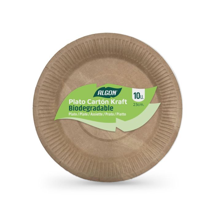 Set de 10 platos de cartón Kraft 23 cm Algon (18 Cajas) 3 Set de 10 platos de cartón Kraft 23 cm Algon (18 Cajas) 3
