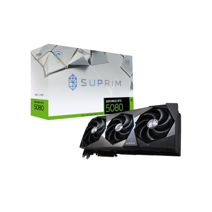 MSI SUPRIM GeForce RTX 5080 16G SOC NVIDIA, 16 GB GDDR7, 256 bit, PCI Express x16 5.0, 3 ventiladores, Ref: 912-V531-009 0 MSI SUPRIM GeForce RTX 5080 16G SOC NVIDIA, 16 GB GDDR7, 256 bit, PCI Express x16 5.0, 3 ventiladores, Ref: 912-V531-009 0