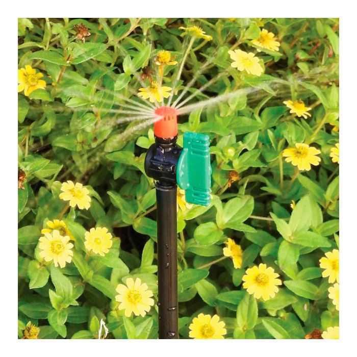 Blue Bird Kit varijet 360° con soporte y varilla - Microdifusión/Microaspersión, Caudal regulable 0-63 l/h, Arco de riego 360°, Alcance 1.8-2.9m 1