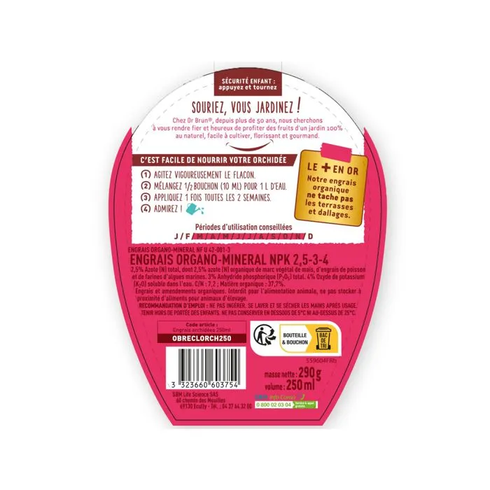 Or Brun MARRÓN ORO Fertilizante para Orquídeas 250 ml 1