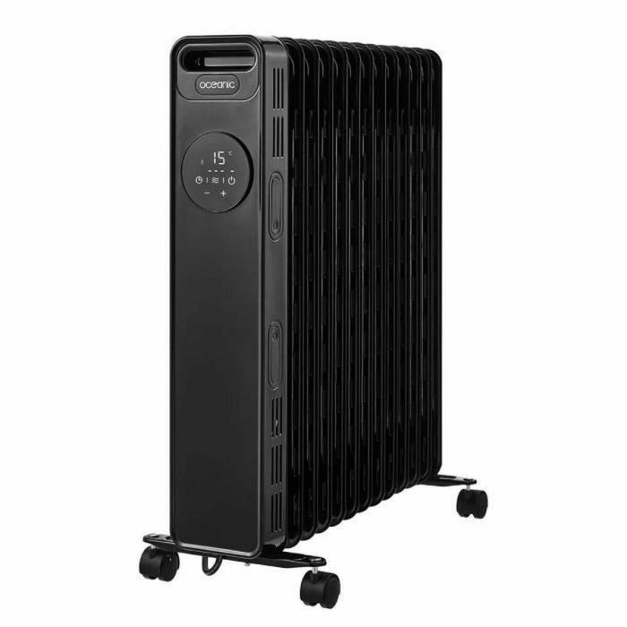 Radiador eléctrico baño de aceite 2500W OCEANIC - 3 potencias - Termostato electrónico - Mando a distancia - Móvil - Negro