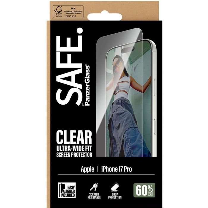 PanzerGlass SAFE Schutzglas Protector Pantalla iPhone 17 Pro Ultra-Wide Fit con EasyAligner Vidrio Templado 2