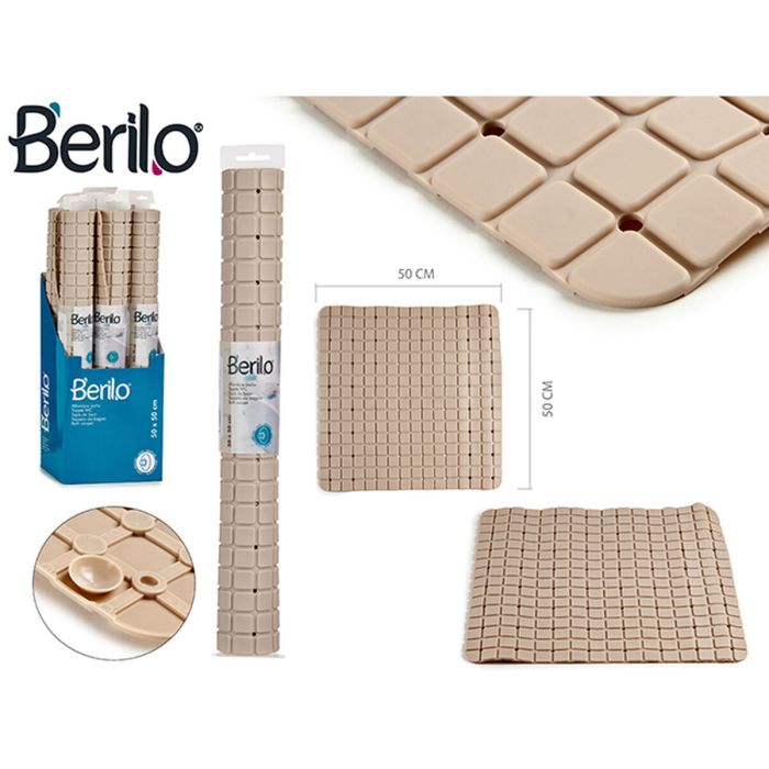 Alfombrilla Antideslizante para Ducha Berilo AR1910103 Beige PVC 0,03 x 50 x 50 cm (12 Unidades) 1