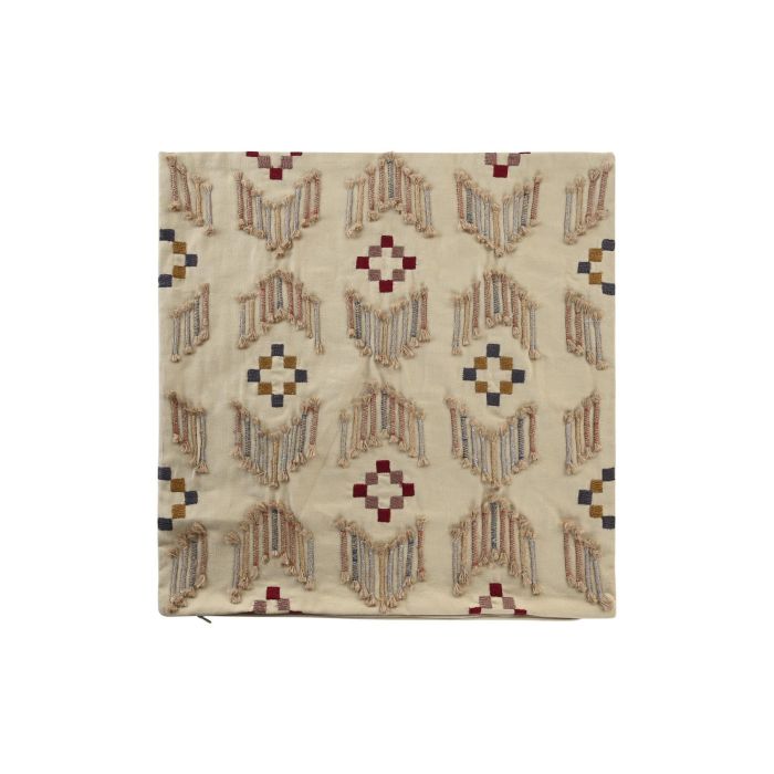 DKD Home Decor Funda de Cojín de Polyester y Algodón Beige 50 x 50 cm con Cremallera Oculta