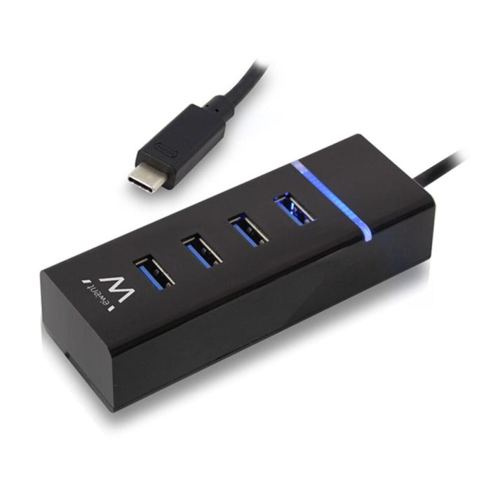 Ewent Hub USB 3.2 Gen1 Tipo-C a 4 Puertos USB-A EW1137 - Compatible con USB 2.0 y 3.0, Plug & Play