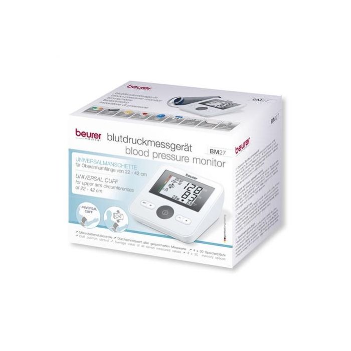 Beurer BM-27 Tensiómetro de Brazo con Memoria para 4 Usuarios y Manguito Universal hasta 42cm 1 Beurer BM-27 Tensiómetro de Brazo con Memoria para 4 Usuarios y Manguito Universal hasta 42cm 1