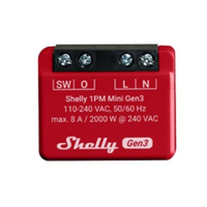 Shelly Relais 1PM Mini Gen. 3 WLAN BT Messfunktion max 8A 1 Kanal Unterputz 14