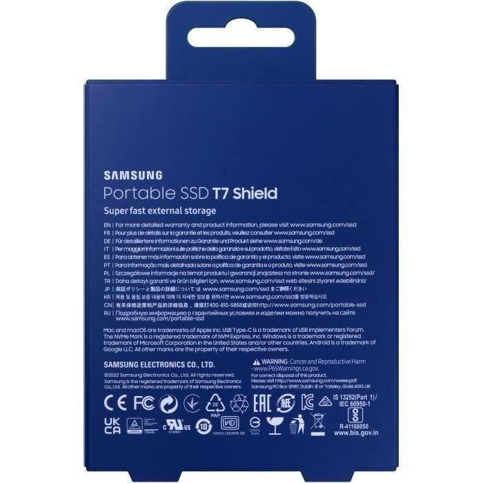 Disco Externo SSD Samsung Portable T7 Shield 2TB/ USB 3.2/ Azul 3