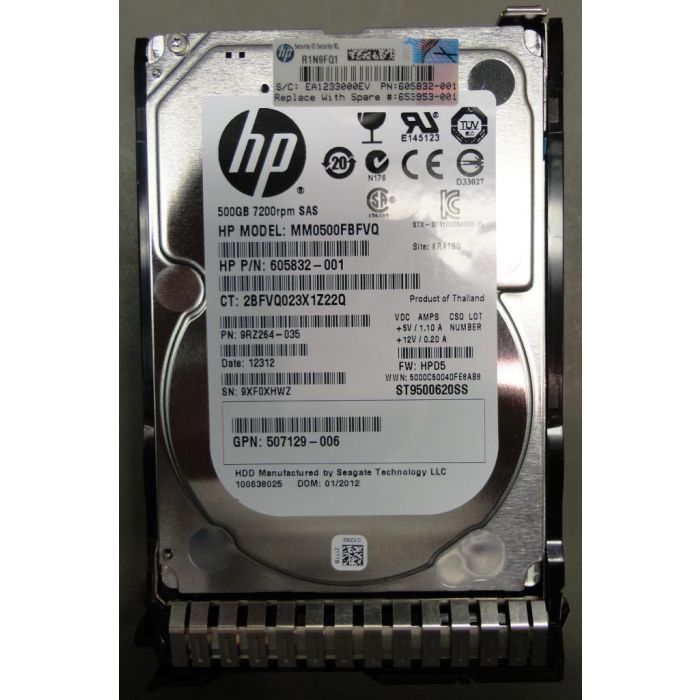 Hewlett Packard Enterprise 500GB dual-port SAS hard disk drive - 7,200 RPM, 6Gb/sec transfer rate, 2.5-inch small form factor (SFF), Midline, SmartDrive Carrier (SC) - Not for use in MSA products 1 Hewlett Packard Enterprise 500GB dual-port SAS hard disk drive - 7,200 RPM, 6Gb/sec transfer rate, 2.5-inch small form factor (SFF), Midline, SmartDrive Carrier (SC) - Not for use in MSA products 1