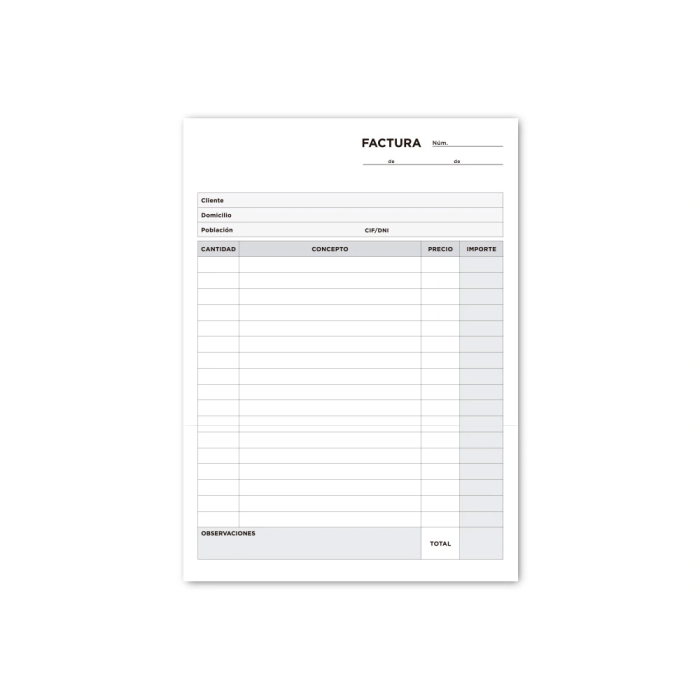 Liderpapel Talonario T217 Facturas Cuarto Original y Copia Sin IVA 144x210 mm 2