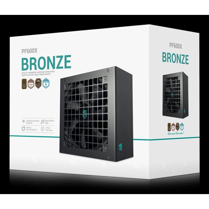 DeepCool Fuente de Alimentación PF600X 600W 80 Plus Bronze ATX, No Modular, Ventilador de 120 mm 7