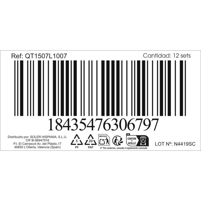 Inde Set 3 Cucharas de Mesa Louvre 2 mm - Acero Inoxidable 20.4x3.8 cm (12 Cajas) 1