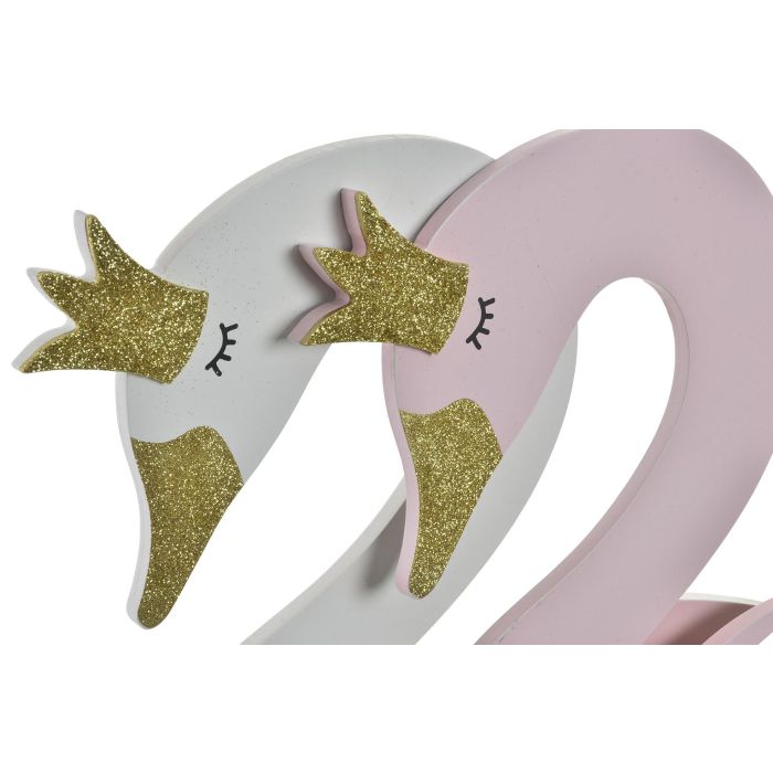 DKD Home Decor Perchero de Madera para Bebé, Diseño Cisne Colección Swan, Blanco y Rosa Palo, 40 cm Ancho, 38.5 cm Alto, Pack 2 Unidades 1