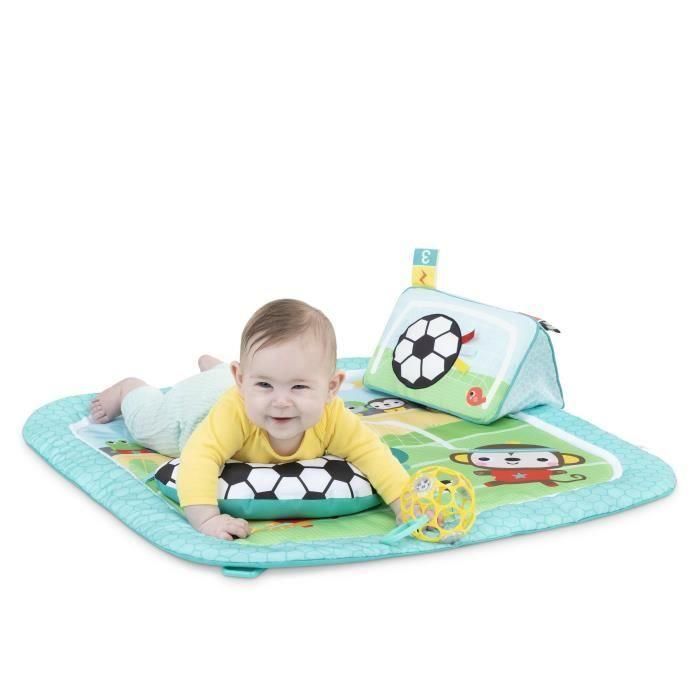 BRIGHT STARTS Tapete de actividades de fútbol, arco de juego con juguetes desmontables, música y luces, dimensiones: 47 x 74 x 74 1 BRIGHT STARTS Tapete de actividades de fútbol, arco de juego con juguetes desmontables, música y luces, dimensiones: 47 x 74 x 74 1