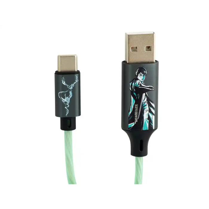 Wondee Cable USB a USB-C Iluminado Harry Potter Patronus 1.2 m para Carga Rápida y Sincronización de Datos