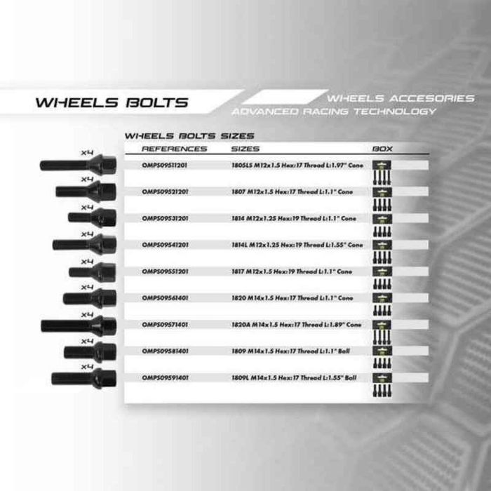 Kit de tornillos OMP OMPS09561401 M14 x 1,50 4 uds 3 Kit de tornillos OMP OMPS09561401 M14 x 1,50 4 uds 3
