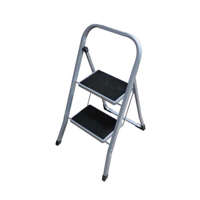 Edm Escalera doméstica de acero 2 peldaños con plataforma antideslizante, sistema de seguridad y conteras antideslizantes 47x55x82cm 0 Edm Escalera doméstica de acero 2 peldaños con plataforma antideslizante, sistema de seguridad y conteras antideslizantes 47x55x82cm 0