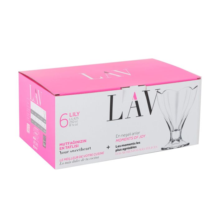 LAV Set 6 Copas Helado 250cc "Lily" - Diseño Elegante para Postres y Sorbetes (4 Cajas)