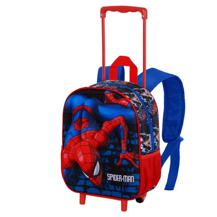 Mochila 3D con Ruedas Pequeña Wall Marvel Spiderman Rojo