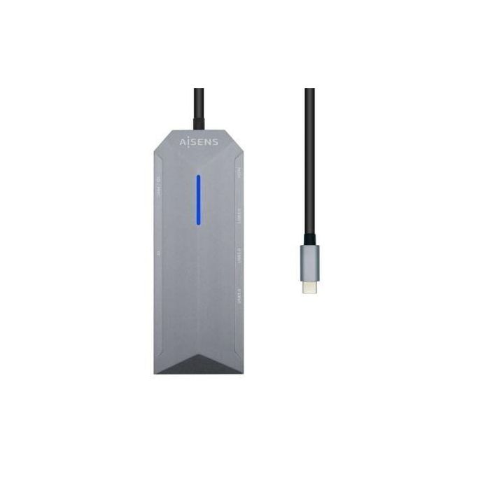 Aisens Dock Station USB-C 8 en 1 con HDMI, RJ45, 3 USB, PD 100W, lectores SD y Micro SD - Gris 1