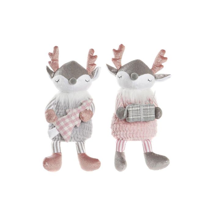 Figura Navidad Fantasia DKD Home Decor Rosa Gris 17 x 28 x 14 cm (2 Unidades) Figura Navidad Fantasia DKD Home Decor Rosa Gris 17 x 28 x 14 cm (2 Unidades)