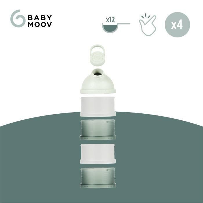 Babymoov Babydose Cajas medidoras de leche en polvo - Pico vertedor ergonómico - Hecho en Francia, Verde 2