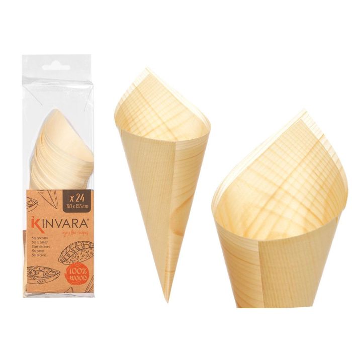 Set 24 Conos de Madera Pequeños Kinvara - 7.5x25.5x6.5 cm, Marrón (18 Unidades) Set 24 Conos de Madera Pequeños Kinvara - 7.5x25.5x6.5 cm, Marrón (18 Unidades)