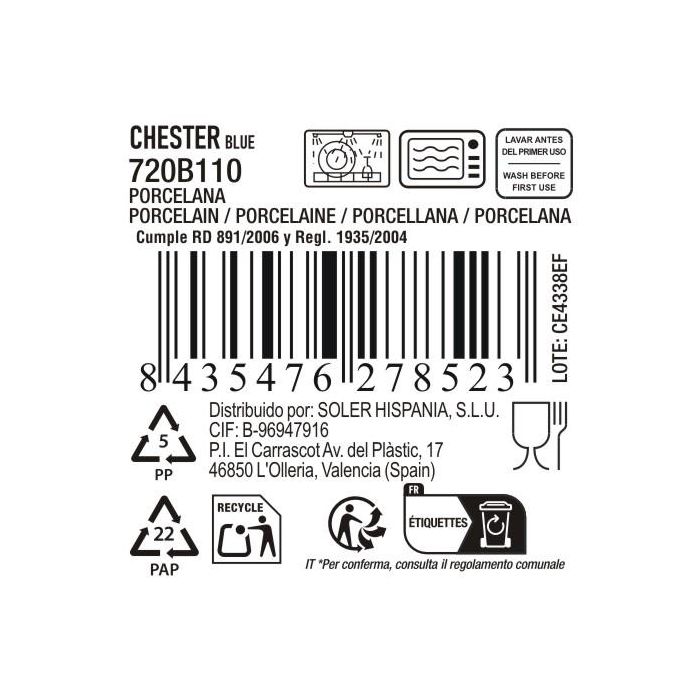 Bol Alto Chester Blue 20x8 cm - Inde (8 Unidades) 3 Bol Alto Chester Blue 20x8 cm - Inde (8 Unidades) 3