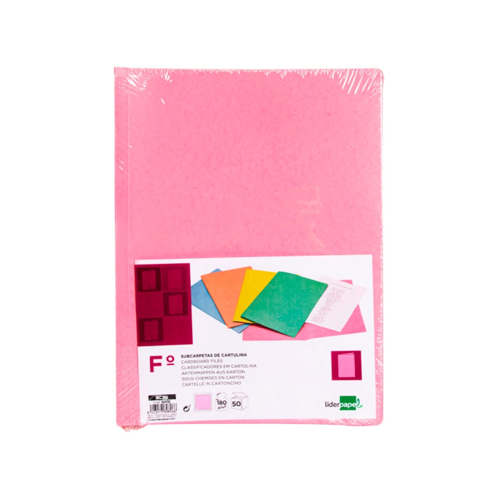 Liderpapel Subcarpeta Folio Rosa Pastel 180g/m2 Cartulina Colores Pastel Archivo 215 mm x 315 mm 1