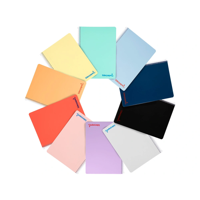 Liderpapel Cuaderno espiral A4 Wonder tapa plástico 80 hojas 90gr pauta ancha 3,5mm colores surtidos 2