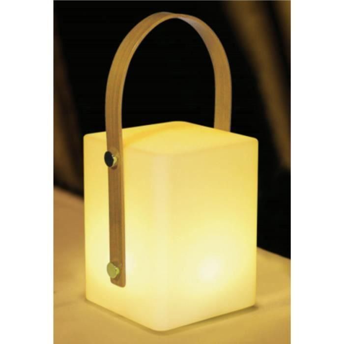 TIKY Farol inalámbrico con mango de bambú - LED blanco cálido / multicolor regulable - Al 27cm 4