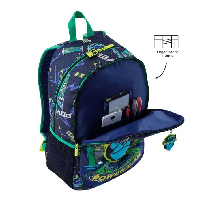 Totto Mochila Morral Kong Lab L MJ04KLB003-2410-8JDL, Azul Marino, Poliéster, Acolchada, Bolsillos Laterales 4